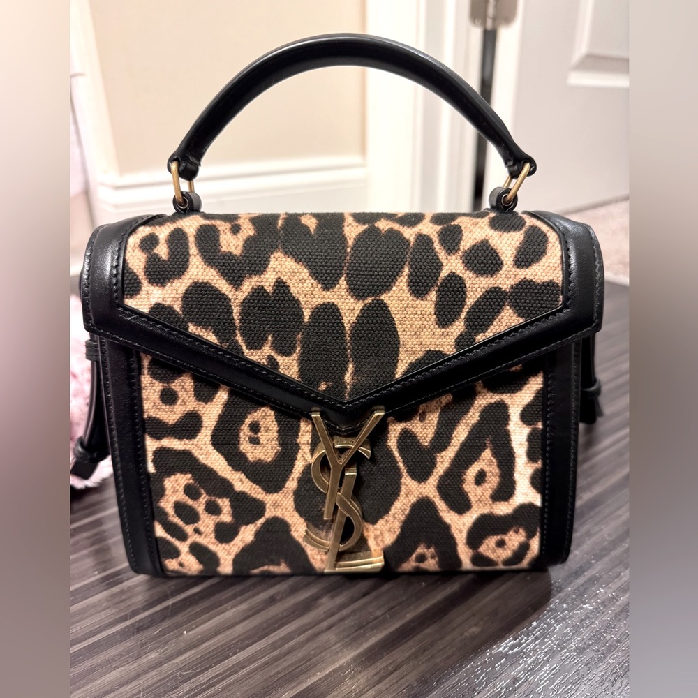 **YSL LEOPARD CASSANDRA TOP HANDLE BAG**